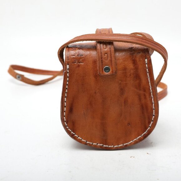 Vintage Mini Tooled Leather Shoulder Bag Purse Costa Rica Handmade Brown Travel - Picture 3 of 9